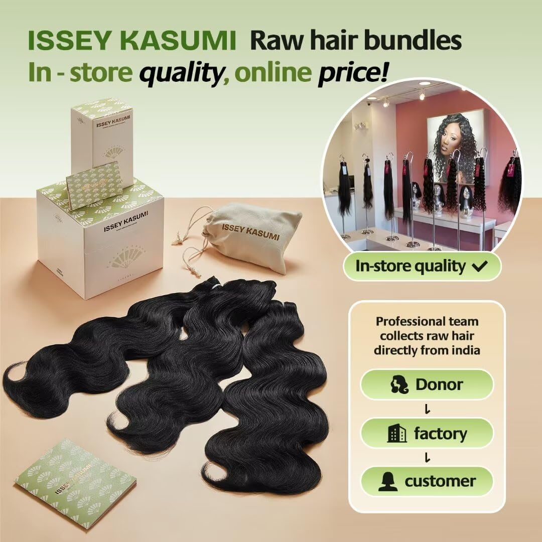 ISSEY KASUMI Raw Indian Human Hair Single Bundle,Triple Lifespan Than Regular Virgin Hair,In-Store Quality,Online Price! 100% Raw Indian Hair Bundles Body Wave Raw Hair Bundles 20 Inch