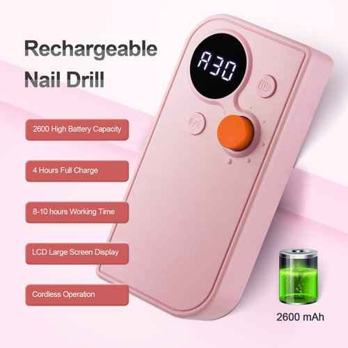 Cordless Rechargeable UV Nail Lamp & 30000RPM Pink Portable Nail Drill
