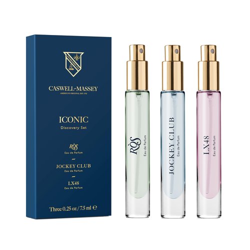 Caswell-Massey Iconic Discovery Set – Includes Jockey Club, LX48, RÒS – Fragrance for Men, Travel Size, Made in USA, 0.25 Fl Oz Each