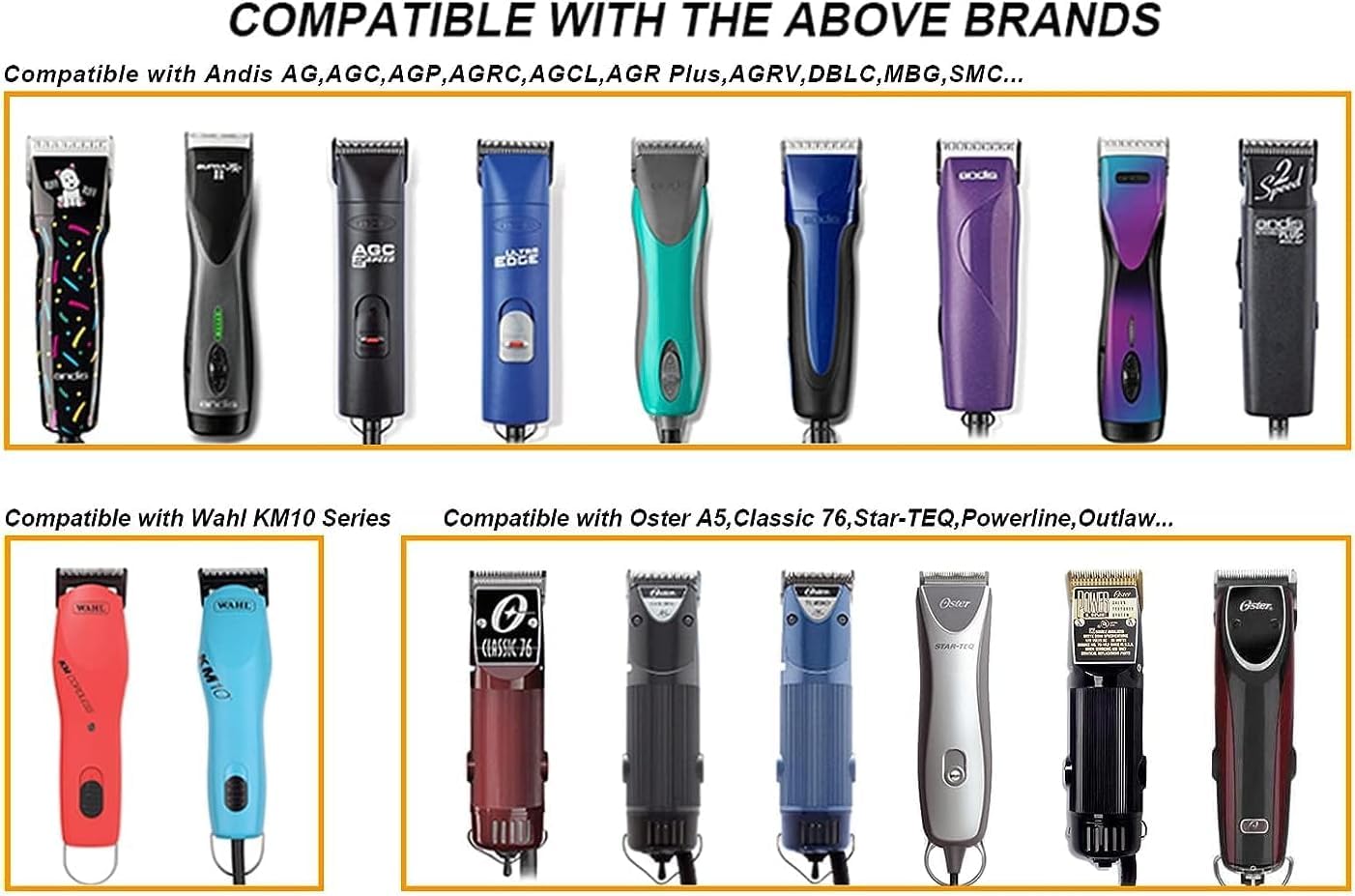 Professional Detachable Replacement Blades Set,Cut Length,Compatible with Andis AGC,BDC,BGC,MBG Series/Oster Classic 76/Star-Teq/Power-Teq/A5 Clipper (0.1mm-13mm 5 PACK) GOLDEN