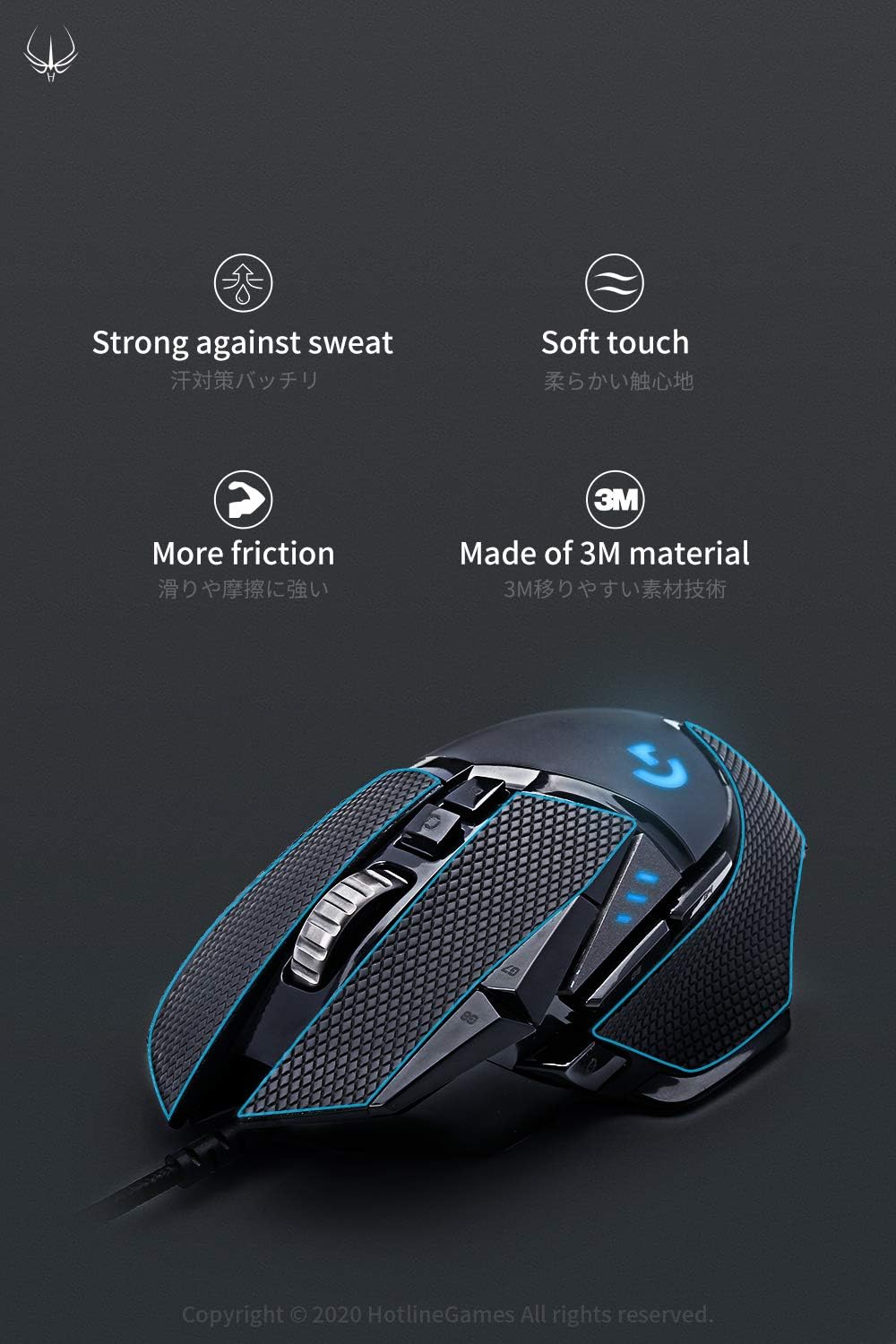[Grip Upgrade] Hotline Games 2.0 Plus Anti Slip Mouse Grip Tape Compatible with Razer Basilisk X Hyperspeed/Ultimate / V2 / V3 Gaming Mouse Skins,Sweat Resistant,Cut to Fit,Easy to Apply