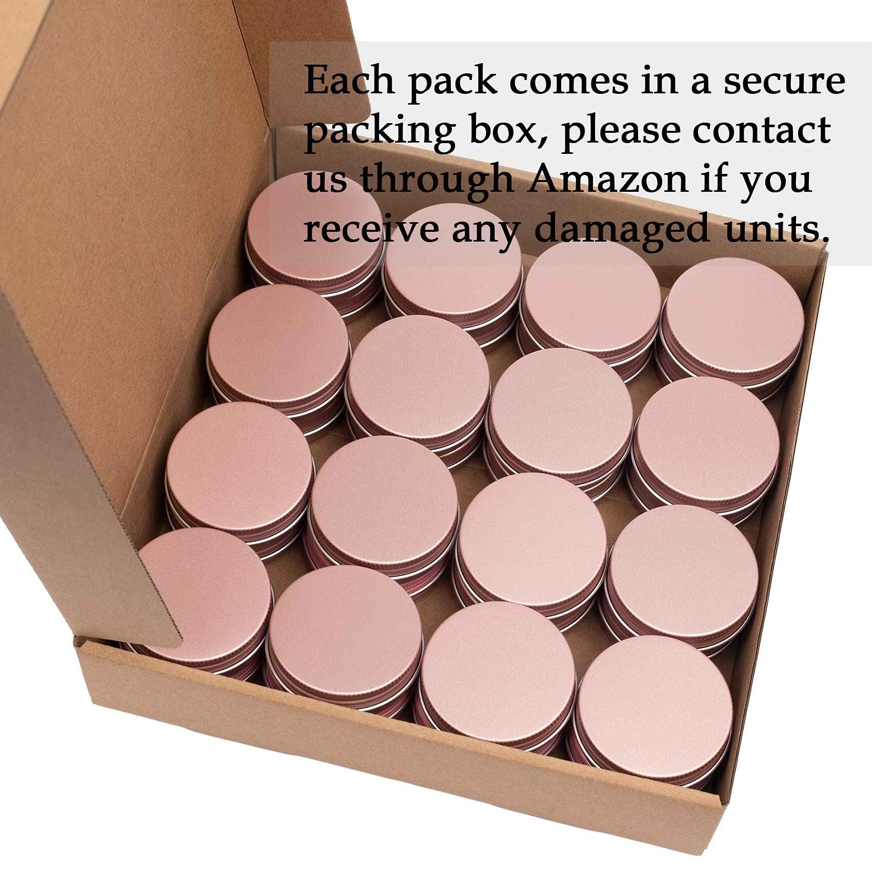 270pcs 1 oz / 30ml Bulk Packaging Screw Top Aluminum Tin Jar with Screw Lid and Blank Labels (Rose Gold)