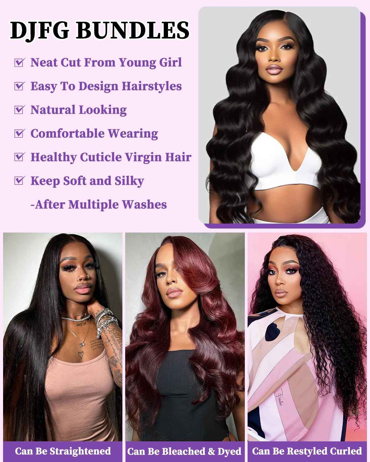 Human Hair Bundles 18 20 22 Inch 3 Bundles Human Hair Body Wave 12A Real 100% Raw Unprocessed Brazilian Virgin Sew in Quick Weave Natural Black Deals Thick Hair Extensions