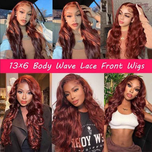 Arqyu Reddish Brown Lace Front Wigs Human Hair 13x6 Body Wave Lace Front Wigs Human Hair Pre Plucked 200% Density