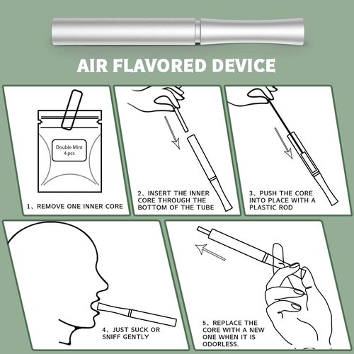 Healthy Air Flavored Device,Natural Plant Core,Helps to Quit Bad Habits,Durable Silver Aluminum Material