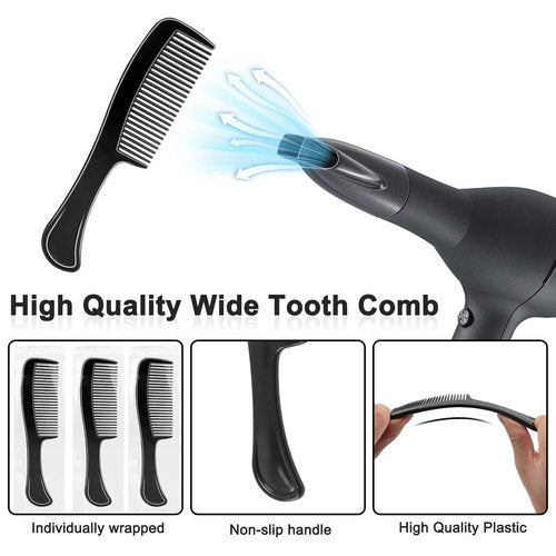 HOFASON 300 Pcs Bulk Hair Combs Individually Wrapped for Women, Kids, Men Beard, Professional Wide Tooth Comb for Hair Styling, Travel, Homeless, Hotel, Shelter, Nursing Home and Church (Black)