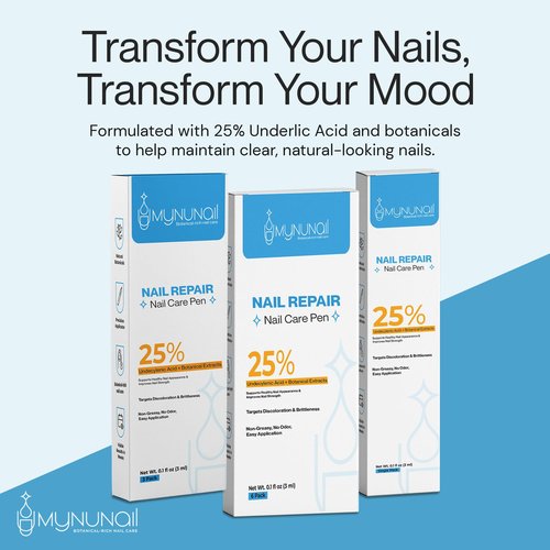 MyNuNail Nail Care/Conditioning Pen – Botanical Oils for Healthy, Clear-Looking Toenails and Fingernails – Fast Precision Brush Application Nail Repair Pen, Appearance of Clear Nails - Pack of 6