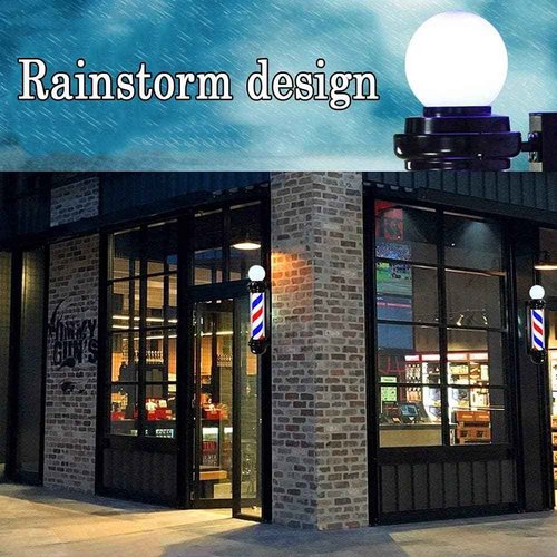 MIUXIU 35-inch Barber Pole Red White Blue Stripes with LED Light,Traditional Barber Pole Outside Barber Shop Rotating Light Sign Light Box Rainproof Hairdressing Salon Save Energy Wall Lamp