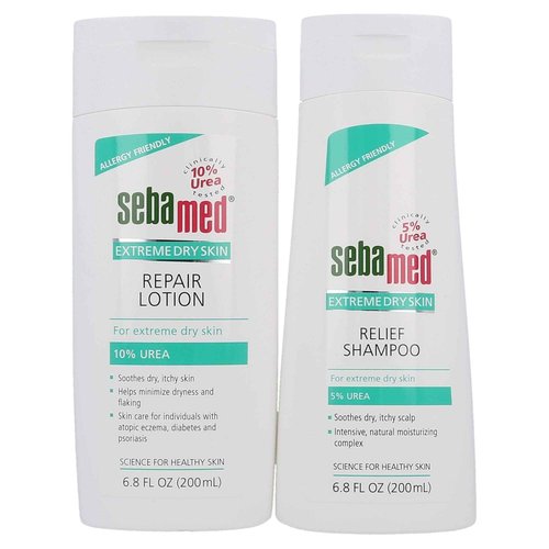 Sebamed Extreme Dry Skin 5% Urea Shampoo (200mL) and 10% Urea Lotion for Dry Itchy Skin and Scalp (Value Pack)