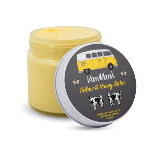 Vanman's - Tallow and Honey Balm Jumbo - Tallow Face Moisturizer with Pure Grass-Fed/Finished Beef Tallow for Skin and Essential Oils, Organic Raw Honey and Beeswax, Cold Pressed Olive Oil - 6.3 oz