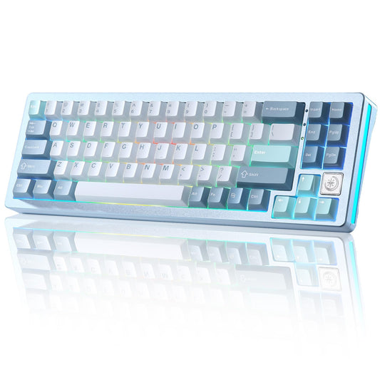 YUNZII AL71 75% Mechanical Keyboard,Full Aluminum CNC,Hot Swappable Gasket,2.4GHz Wireless BT5.0/USB-C Wired,NKRO Programmable RGB Backlight Creamy Typing for Win/Mac(Blue,Crystal White Switch)