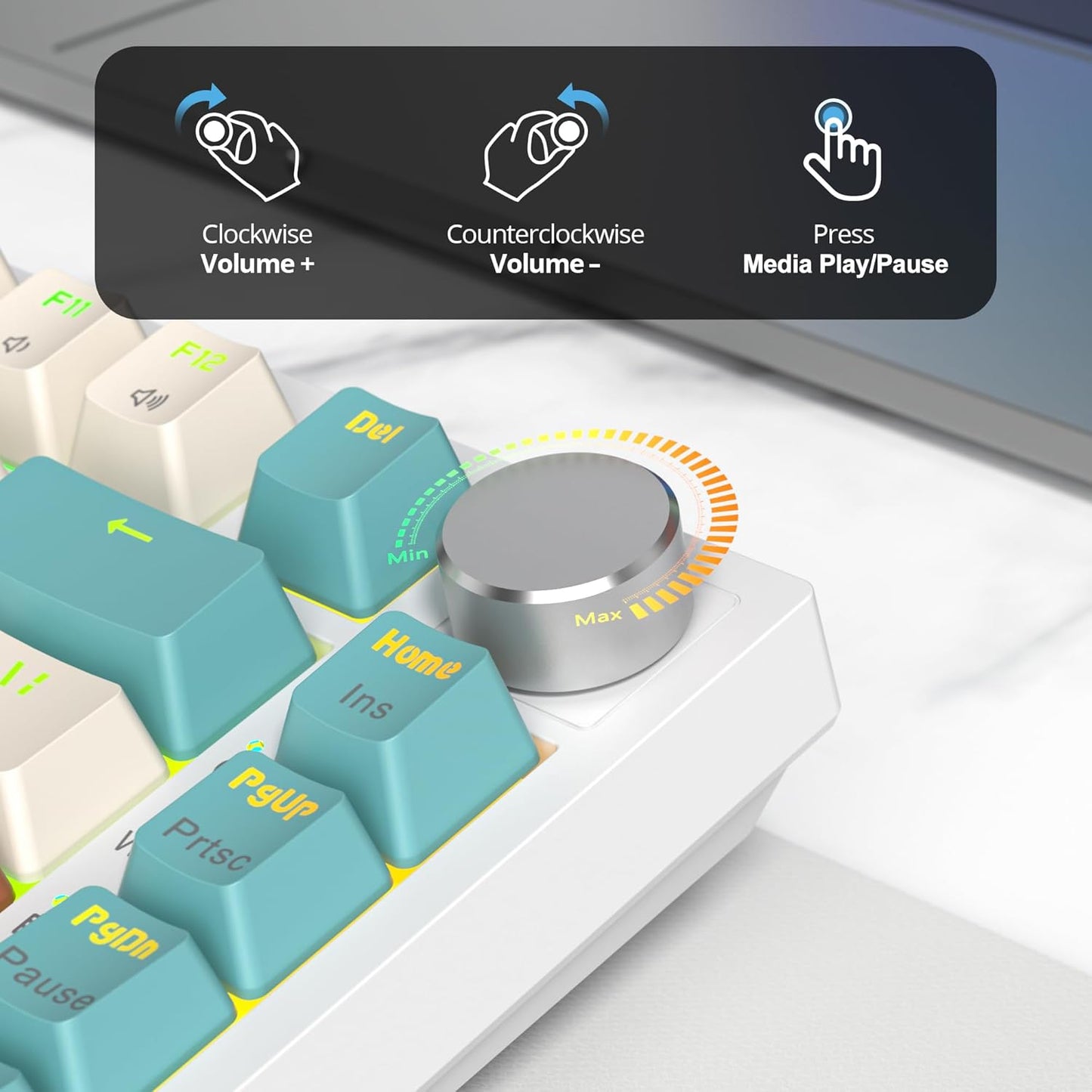 400PRO 75% Wireless Black Blue Gaming Keyboard, Gasket Hot Swappable RGB Mechanical Keyboard, Bluetooth/2.4GHz/USB-C Thocky Keyboard with Pre-lubed Cream Grey Switches (82 Black Blue-B)