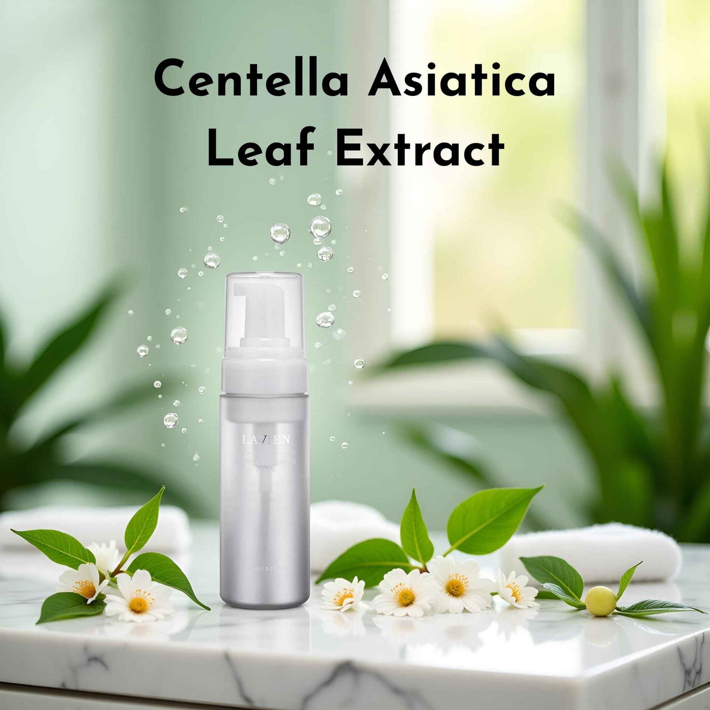 Lavien Centella Creaming Facial Toner - Centella Asiatica Leaf Water, Bubble Foaming - Night and Day Toner, Cleanse, Absorb, Sheet Mask, Exfoliate - 5.97 Fl Oz. (150ml) Bottle