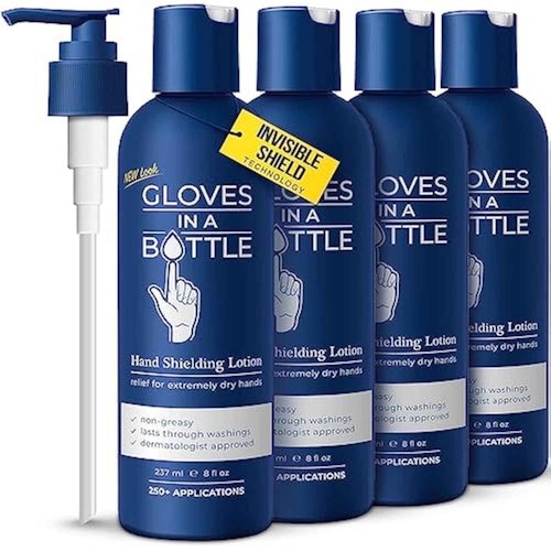 Gloves In A Bottle 4-Pack Shielding Lotion - Great for Dry Itchy Skin! Grease-less and Fragrance Free! (8oz-240ml)