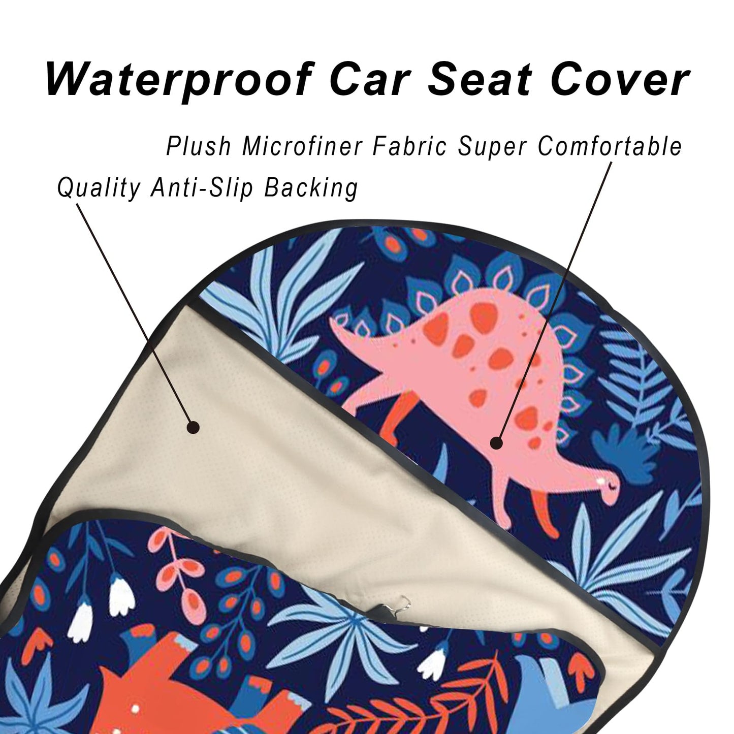 LoyaGour Car Seat Cover Protector Front Seats,for Gym Workout,Running,Swimming,Beach and Hiking,Waterproof Sweat Towel Bucket Seat Covers for Cars SUV Trucks (Dinosaur, 1Pcs)