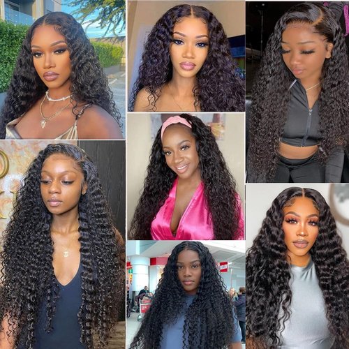 Flyzhuim Deep Wave Bundles Human Hair 16 18 20inch Brazilian Virgin Hair Deep Wave Human Hair Bundles Natural Black Wet And Wavy Deep Wave Curly Bundles 300G