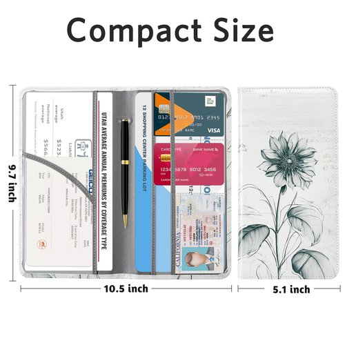 CoBak Car Registration and Insurance Holder - Vehicle Glove Box Car Organizer,Auto Truck Comparment Accessories Case with Magnetic Closure for Driver License,Cards