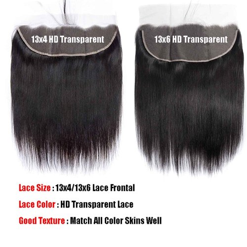 Lemoda 13x6 Frontal 18 Inch Straight HD Transparent Lace Frontals 12A Brazilian Virgin Human Hair Lace Frontal Closure Natural Black