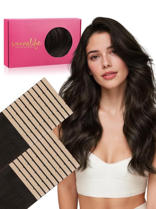 WENNALIFE 8cm Tape in Hair Extensions Real Human Hair, Tape Weft Hair Extensions Human Hair 18 Inch 100g 20pcs Light Blonde Highlighted Golden Blonde Remy Hair Straight Extensiones De Cabello Hmano