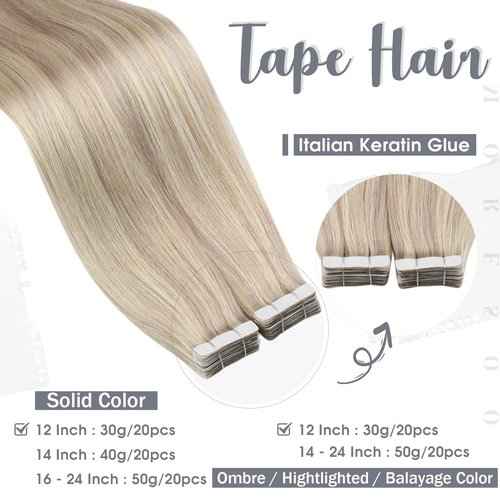 Bundles - Moresoo Remy Human Hair Tape in Extensions 16inch Blonde Mixed 20PCS/50G + Micro Loop Human Hair Extensions 16 Inch #18 Ash Blonde Mixed #613 Bleach Blonde 50g 50s