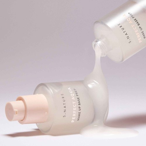 S.NATURE PERFECT AQUA MAKE UP BASE PREP 30MLㅣSerum Texture & Hydrating Face Primer, Korean Primer, Vegan, Skin Flawless and Glowing without Clogging Pores, 24 hours Long Lasting ㅣ1.01 Fl Oz