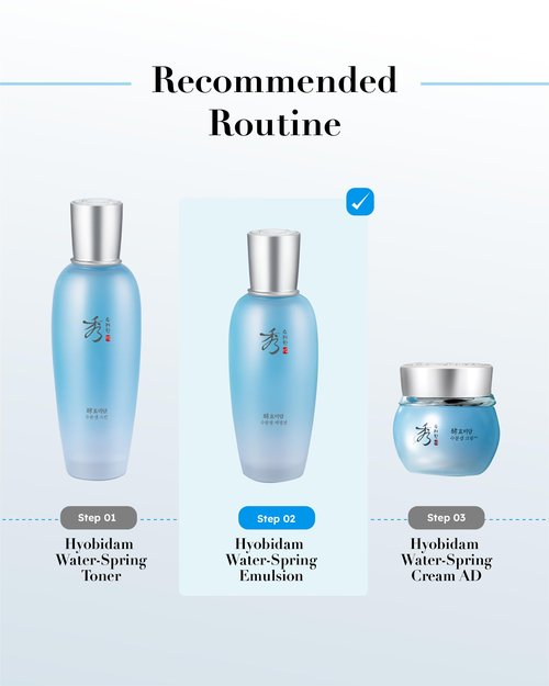 Sooryehan Hyobidam Water-Spring Emulsion (130ml/4.4fl oz) - Lightweight Moisturizer for Elasticity, Hydrating Lotion. Premium Korean Skin Care. Fermented Ginseng, Hyaluronic Acid,