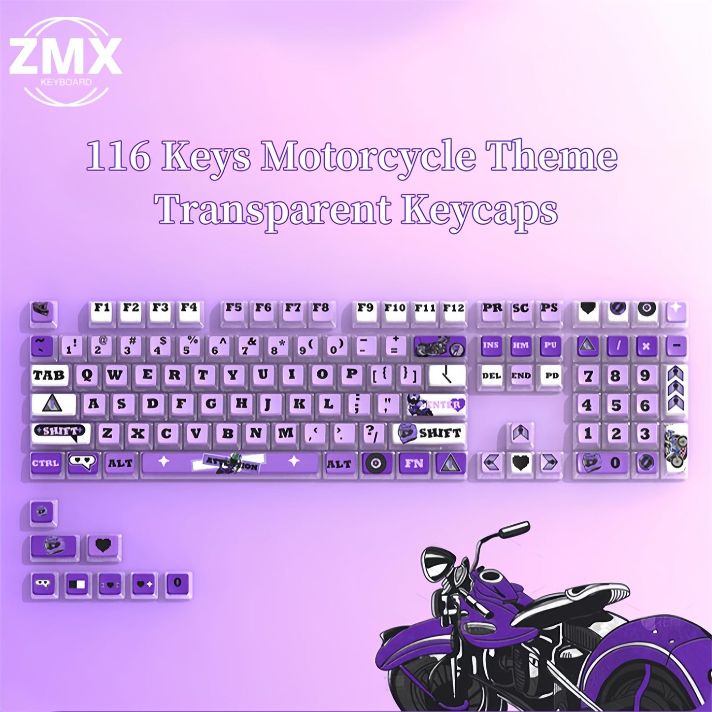 ZMX Pudding Keycaps Set,Double Shot PBT Dye-Sub Custom Keycaps ASA Profile 116 Keys Cute Themed Transparent Backlit Keycaps for ANSI 100% 60% TKL Cherry MX Switch Mechanical Gaming Keyboard (09)