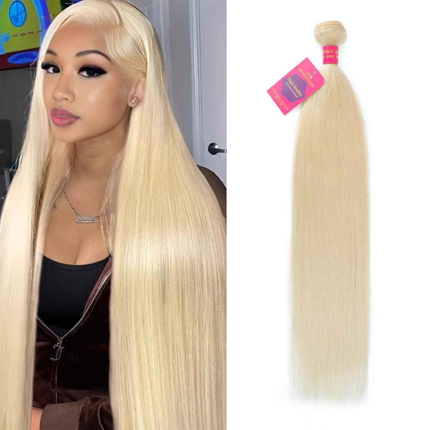 12A 613 Bundles Human Hair 26 Inch Blonde Bundles Human Hair 100% Unprocessed Brazilian Virgin Raw Weave Bundle 1 Bundle Blonde Straight Human Hair for Women