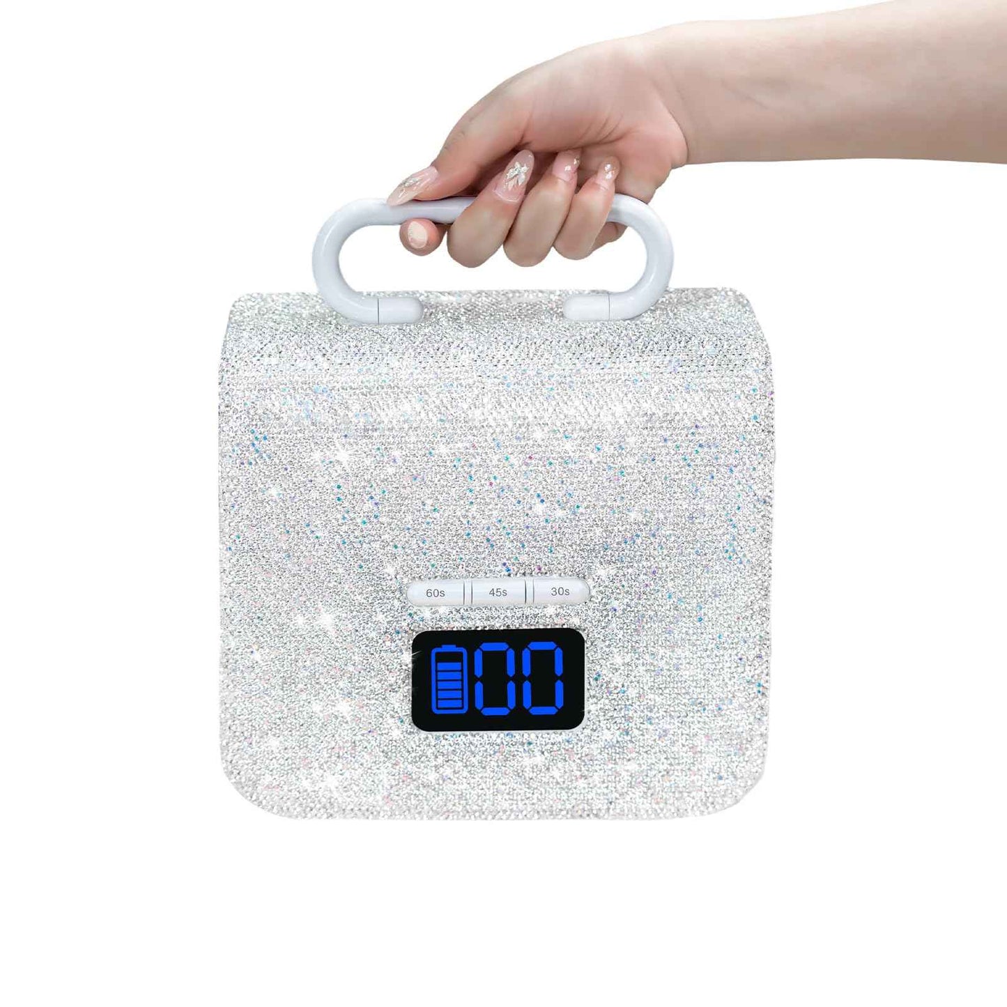 keeyada 220W UV LED Nail Lamp, UV Light for Gel Nails, Wireless Rechargeable Professional Curing Lamp, with Portable Handle and Sparkly Rhinestones, LCD Display, Easy to Carry for Salon & Home