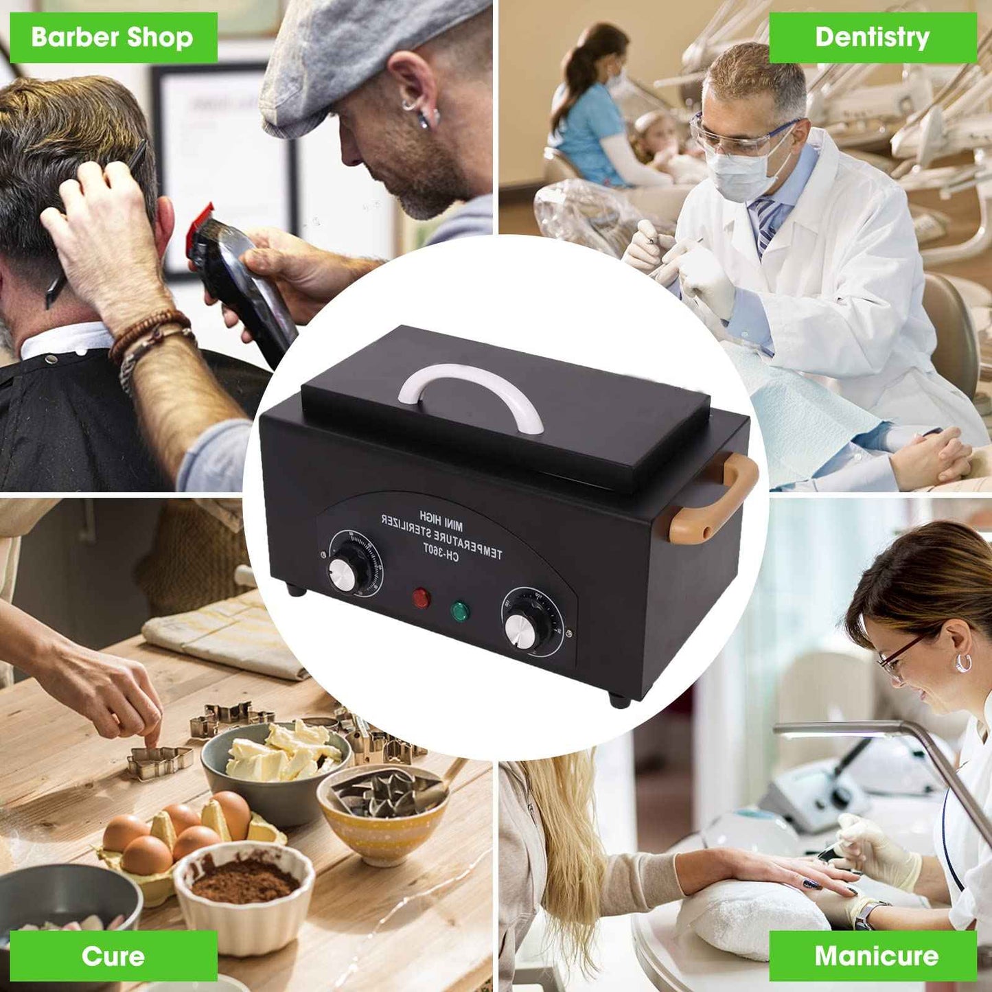 GGAIFbp Sterilizer for Nail Tools 1.5L 110V 300W High Temperature Metal Clean Box with Adjustable Timer Temperature Sterilizer Cabinet for Manicure SPA Salon Metal Hairdressing Tool Equipment(black)