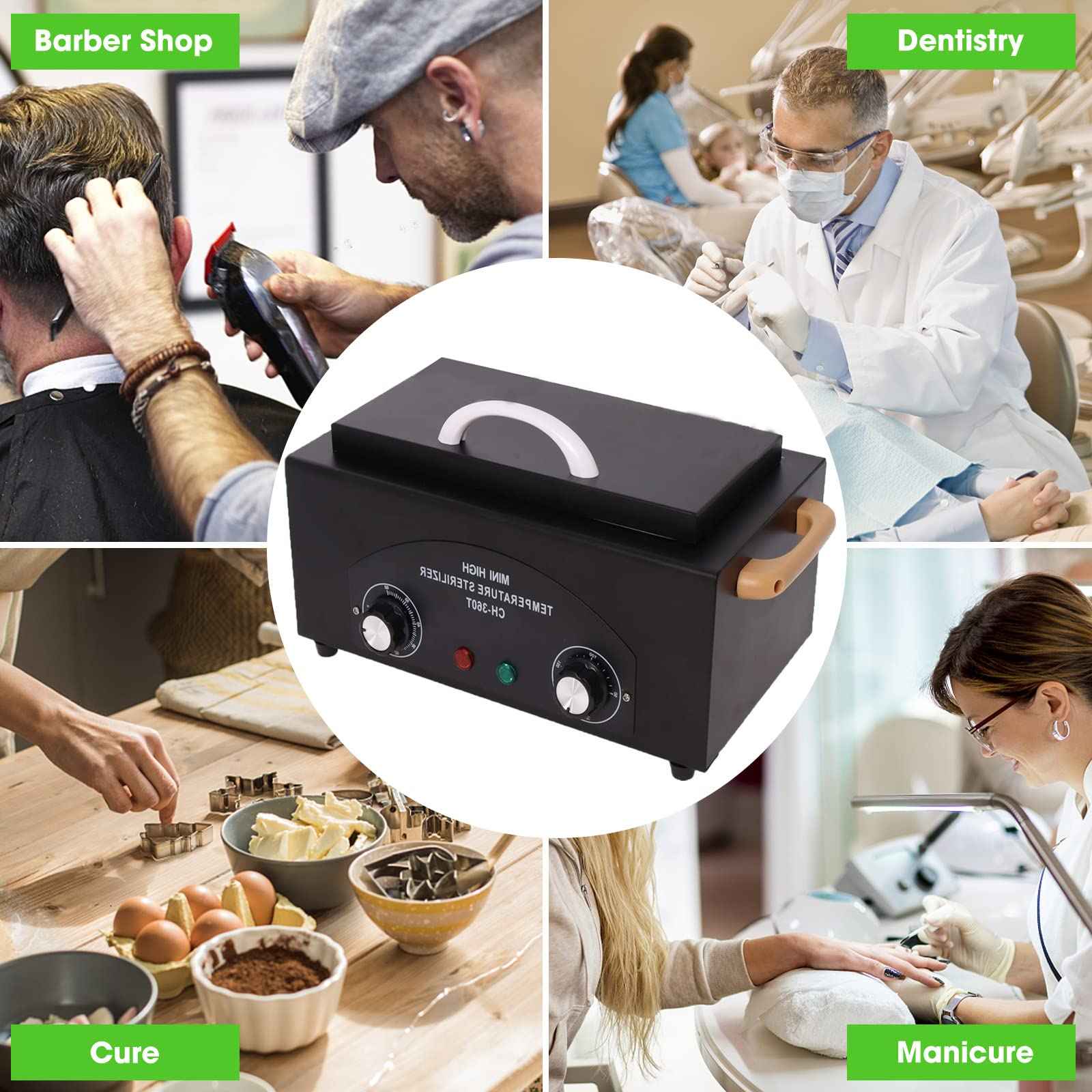 GGAIFbp Sterilizer for Nail Tools 1.5L 110V 300W High Temperature Metal Clean Box with Adjustable Timer Temperature Sterilizer Cabinet for Manicure SPA Salon Metal Hairdressing Tool Equipment(black)