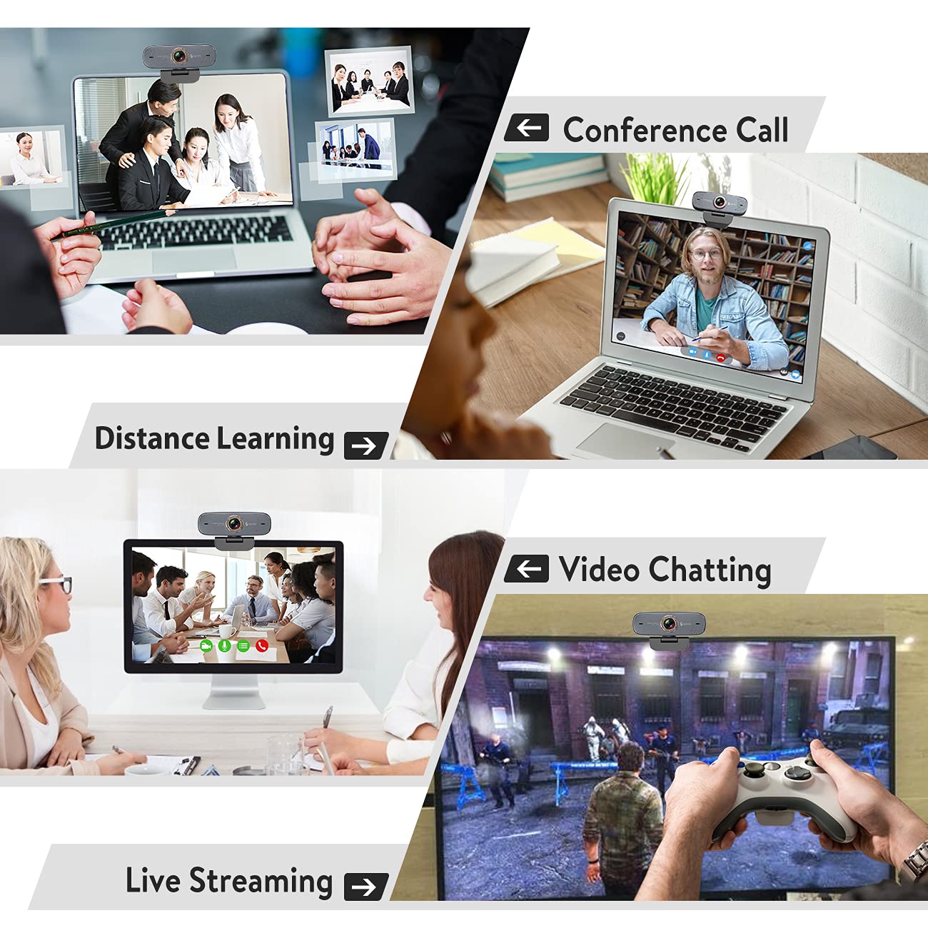 Angetube 1080P Web Camera for Computer HD Webcam with Microphone - USB PC Camera with 90-Degree Wide Angle, Plug and Play for Zoom | Skype | Teams | Streaming | Video Calling
