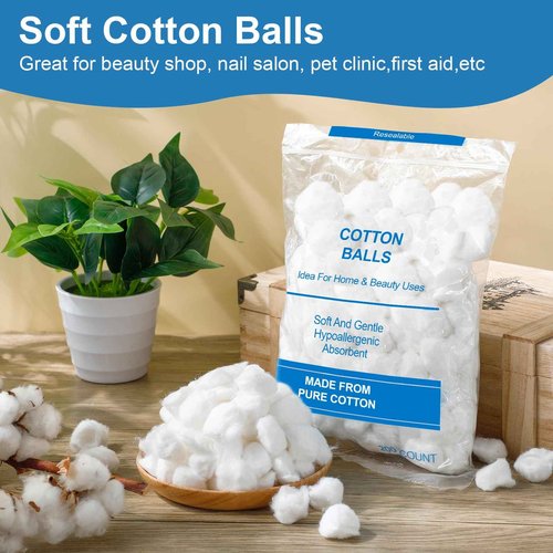 Heigble 3000 Pcs Soft Cotton Ball Bulk Organic Medium Cotton Ball for Absorbent Multipurpose Pure Nail Polish Remover Makeup Removal First Aid Face Crafting Cleaning Skin Applying Lotion