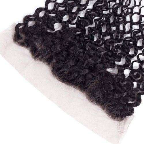 QTHAIR Brazilian Water Wave Human Hair Frontal 16A (20",Natural Black) 150% Density Brazilian Human Hair Water Wave Lace Closure HD Lace Color Swiss Lace Frontal