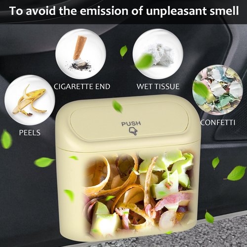 Accmor Car Trash Can with Lid, 2 Pack Leakproof Mini Vehicle Garbage Organizer Bin with 60 Pcs Trash Bag, Auto Dustbin Accessories for Car, SUV, Truck Interior