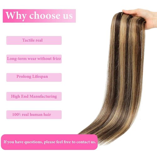 Balayage Dark Brown to Chestnut Brown Real Human Hair Clip ins Remy Invisible Hair Extensions Natural Straight Seamless Hair Extensions 8pcs Double Weft 18 Inch 100g