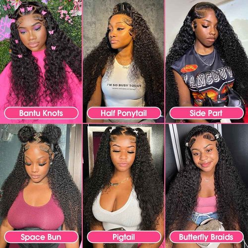 Newshion 13x6 Water Wave Lace Front Wigs Human Hair 15A Raw Deep Curly Human Hair Wig,Free Part Swiss hd Transparent Wet and Wavy Lace Frontal Wigs for Women Natural Black 20 Inch