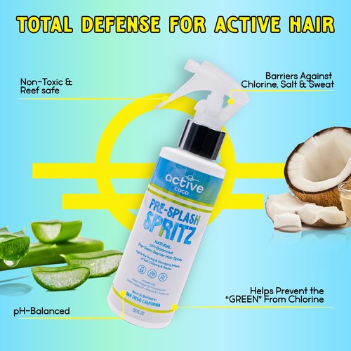 Pre-Swim Hair Protection Spray – Chlorine, Salt Water & Sauna for Swimmers - Coconut Oil, Jojoba, Aloe Vera & Vitamin E Leave-In Conditioner - Protects Color-Treated & Dry Hair, Made in USA