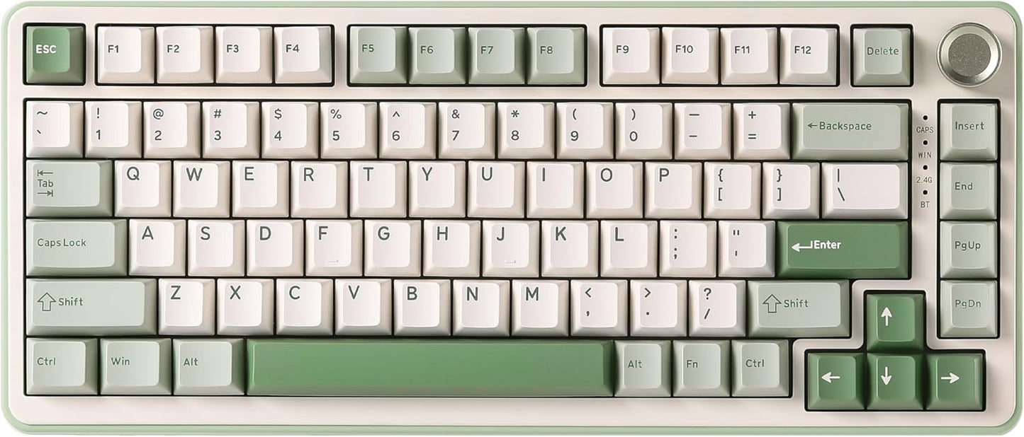 YUNZII B75 PRO Wireless Mechanical Keyboard(Matcha Green, Cocoa Cream V2 Switch), Gaming Mouse Pad(Sweet cat, 31.49'' x 11.8'')
