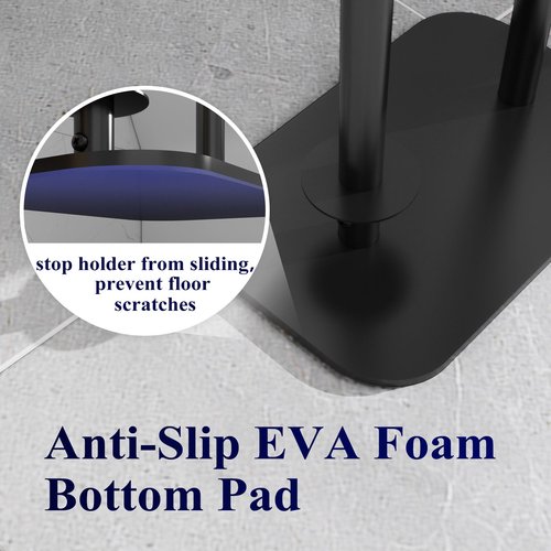 Kitsure Toilet Paper Holder Free Standing – Rustproof Metal Toilet Paper Stand for 4 Rolls with Anti-Slip Base and Shelf for Phone & Small Items, Bathroom Organizers and Storage, Medium, Black