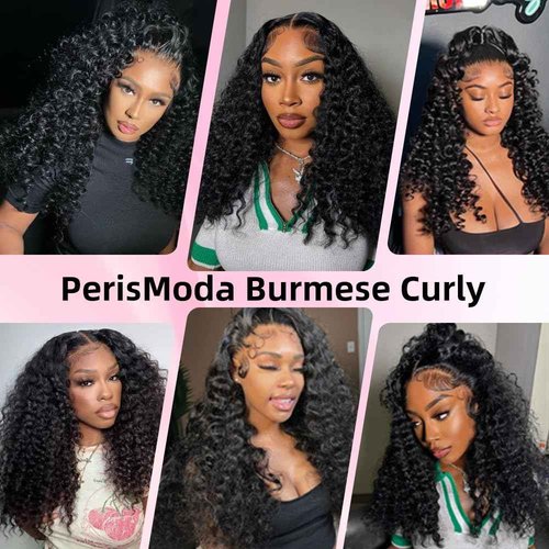 PerisModa Burmese Curly Bundles Human Hair 3C4A Raw Water Wave Quick Weave Hair Bundles with Spiral Curly Ends 100% Unprocessed 15A Virgin Kinky Curly Human Hair One Bundles Natural Black 22 Inch