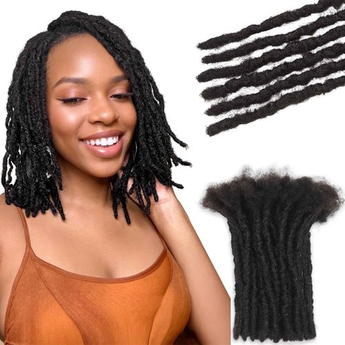 FAVE 6 Inch Human Hair Dreadlock Extensions, Upgraded Loc Extensions 100% Handmade Dreads Extensions for Women Can Be Dyed/Bleached/Curled (Width 0.6cm，Natural Black，30 Strands)
