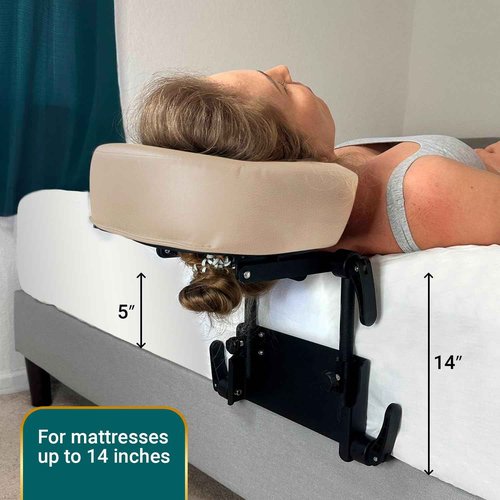 EASY SPA Home Mattress Top Massage Kit Adjustable Headrest with PU Face Down Pillow, Face Cradle for Massage Table, Massage Equipment (Beige)