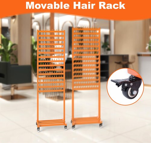 Suuiwau Metal Braiding Hair Rack 300 Pegs, Height Adjustable, Mobile Hair Holder Organizer with Wheels, 2 Sided Extension Separator Stand, Standing Storage for Stylists, Braiders, Salon, Beauty School