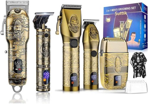 Suttik Professional Hair Clippers for Men, Cordless Hair Clippers & Hair Trimmer & Electric Shavers for Men, 3 in 1 Clippers for Hair Cutting Kit, Beard Trimmer Razors Haircut Grooming Kit Barber Set