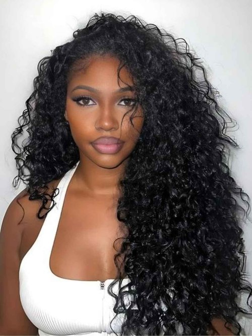 Wiggins Curly Half Wig Human Hair Glueless Wigs Upgrade 3 IN 1 Half Wig With Drawstring Seamless Clip Ins Flip Over Kinky Curly Human Hair No Glue No Lace For Women 16 Inch