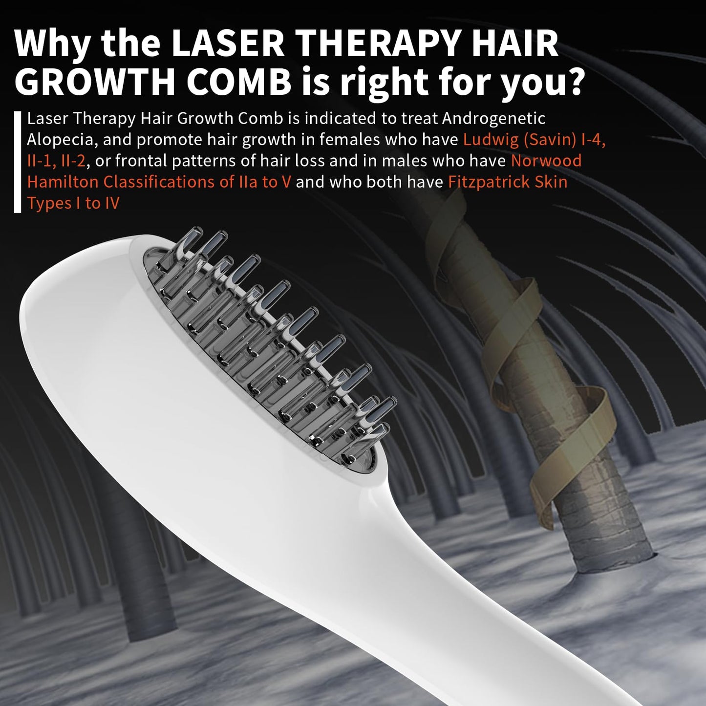 Laser Therapy Hair Growth Comb, Red Light Therapy, Low Level Laser Therapy To Promote Hair Growth in Women and Men
