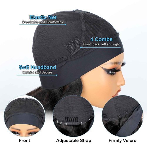 BLY Afro Curly Headband Wig Human Hair Half Wig for Women Glueless Kinky Curly 3 In 1 Wig 10A Grade 180% Density Natural Black Middle Part Headband Wigs 22 Inch