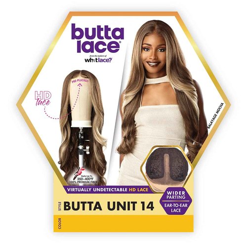 Sensationnel Butta Lace Wigs - Unit 14 Extra Wide 5 Inch Deep Parting Synthetic Preplucked Hairline Glueless Lacefront (1B OFFBLACK)