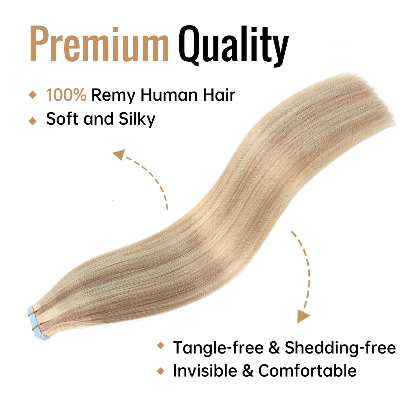 JESSBO Tape in Hair Extensions Human Hair Ash Blonde Highlighted Bleach Blonde 24 inch 20pcs 50g/pack Straight Seamless Skin Weft 100% Real Human Hair (24 Inch #P18/613)